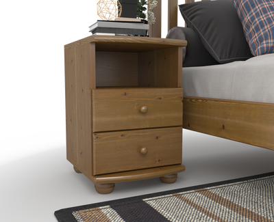 Claudia Kiefer Massivholz Nachttisch Nachtschrank | 2-Schubladen und 1 Regal | 100% Bio Kiefer