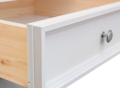 Bologna Elegante Massivholz Kiefer Kleiderschrank Spiegelschrank 3D | Farbe weiß