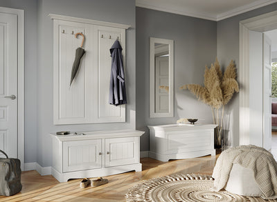 Bologna Elegante Massivholz Kiefer Garderobe Doppel | Farbe weiß