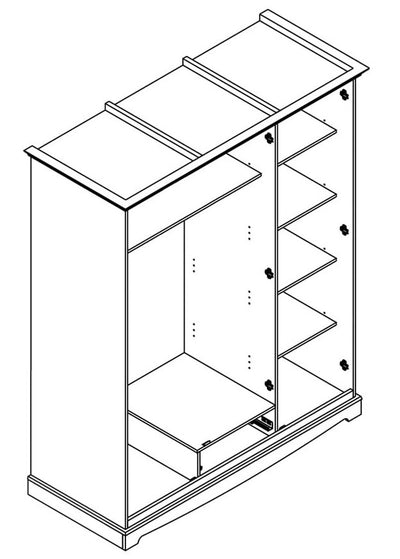 Bologna Elegante Massivholz Kiefer Kleiderschrank Spiegelschrank 3D | Farbe weiß