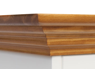 Bologna Elegante Massivholz Kiefer Kommodenaufsatz 3-Türig | Farbe Weiß - Eiche