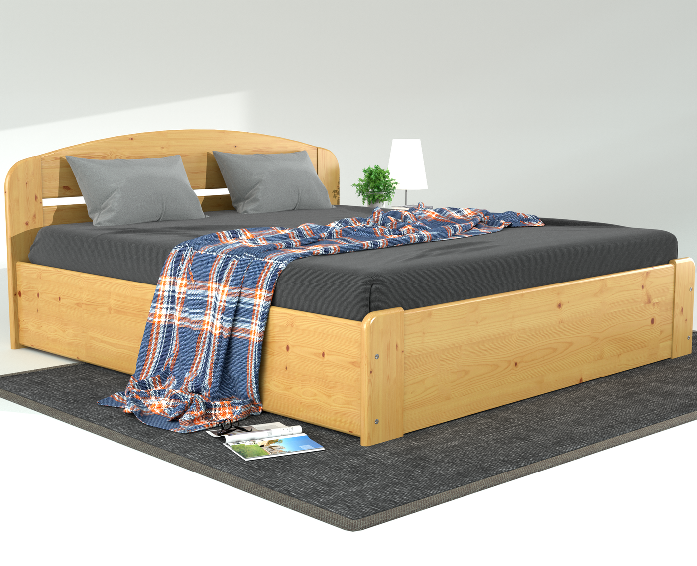 Anika Kieferbett mit Bettkasten | Massivholz | Naturholz | 100% Bio-Bett inkl. Lattenrost