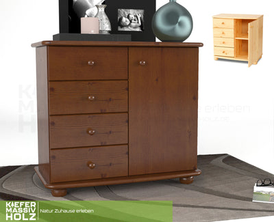 Claudia Kommode Sideboard | Anrichte | 4-Schubladen 1-Türig | 100% Bio Massivholz