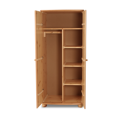 Claudia Kleiderschrank Spiegelschrank | 2-Türig mit Kleiderstange und Regalböden