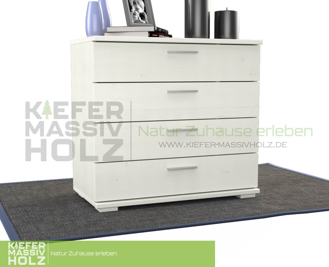 Nobis Kommode Sideboard | Anrichte | 4-Schubladen | 100% Bio Kiefer Massivholz