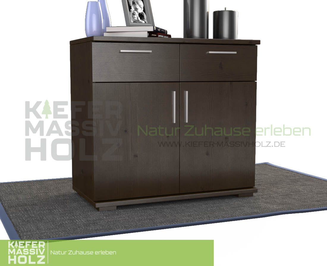 Nobis Kommode Sideboard | Anrichte | 2-Türig mit 2 Schubladen | 100% Bio Kiefer Massivholz