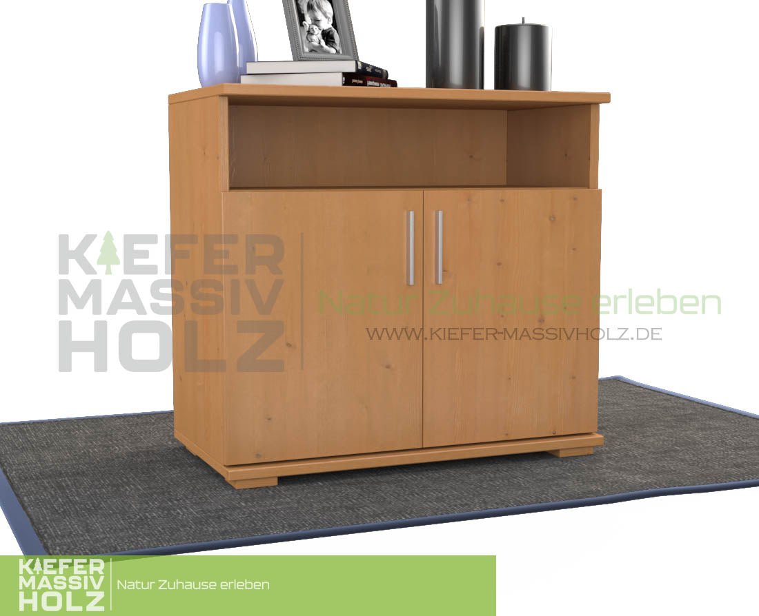 Nobis Kommode Sideboard | Anrichte | 2-Türig mit Regalfach | 100% Bio Kiefer Massivholz