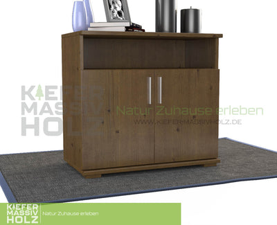 Nobis Kommode Sideboard | Anrichte | 2-Türig mit Regalfach | 100% Bio Kiefer Massivholz
